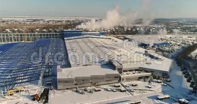 冬季建设大型<strong>工厂</strong>，从空中俯瞰大型<strong>工厂</strong>.. 现代<strong>工厂</strong>或商业建筑